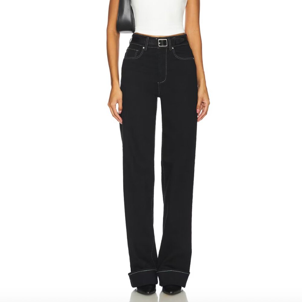 PAIGE Sasha 32 Inch Wide Leg Jean - Twilight Black - Size 28